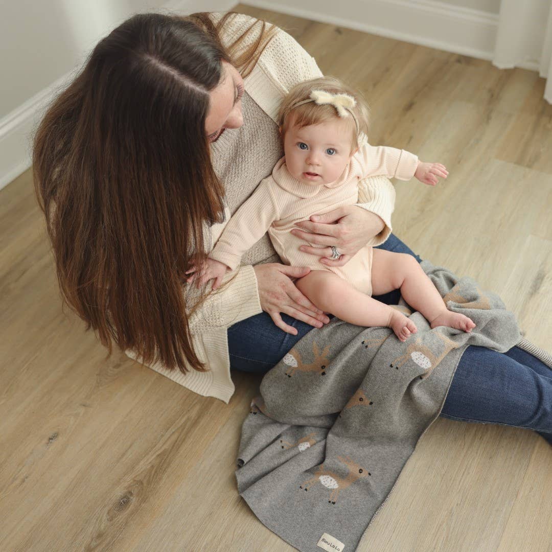 100% Luxury Cotton Receiving Swaddle Baby Blanket - Deer