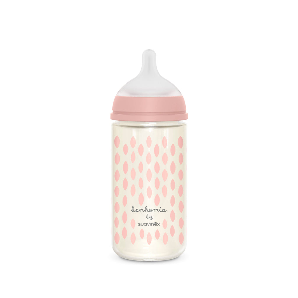 Suavinex Bonhomia SX PRO™ 8oz Glass Bottle, Medium Flow-Pink