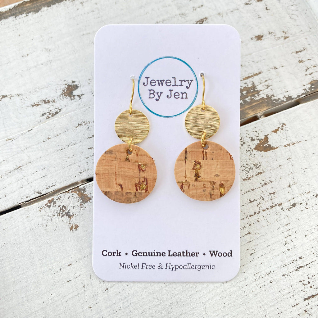 Cork w/Gold Accent  Earrings