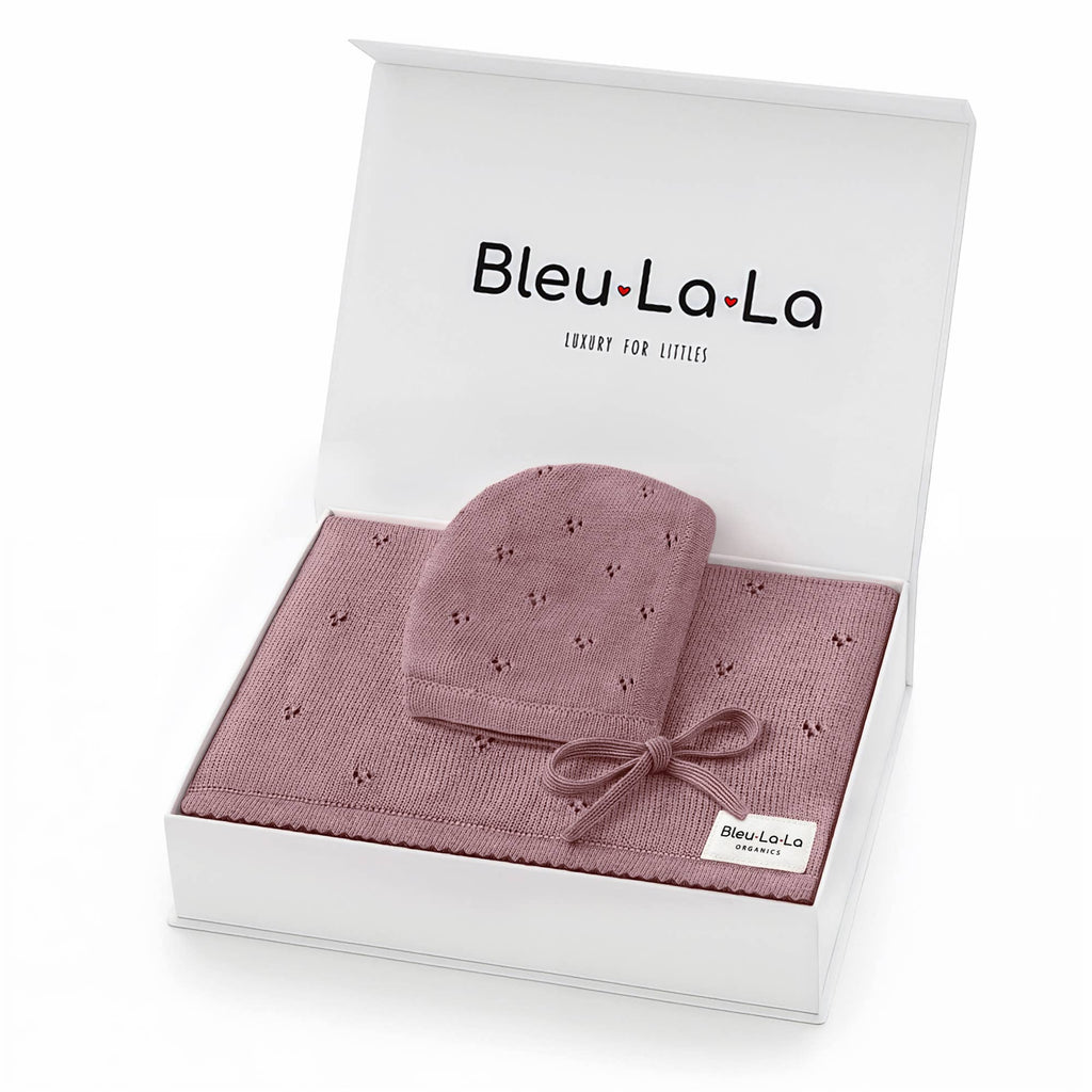 100% Organic Cotton Luxury Organic Blanket + Hat Gift Set