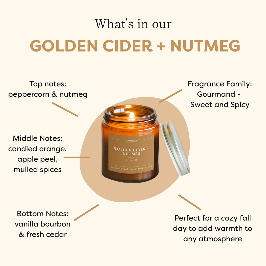Golden Cider + Nutmeg - Mini Amber Jar Soy Candle