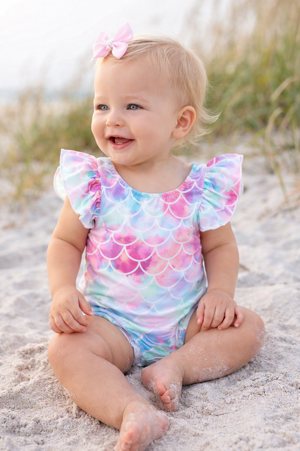 Mermaid Print Toddler Girl One-Piece Swimsuit