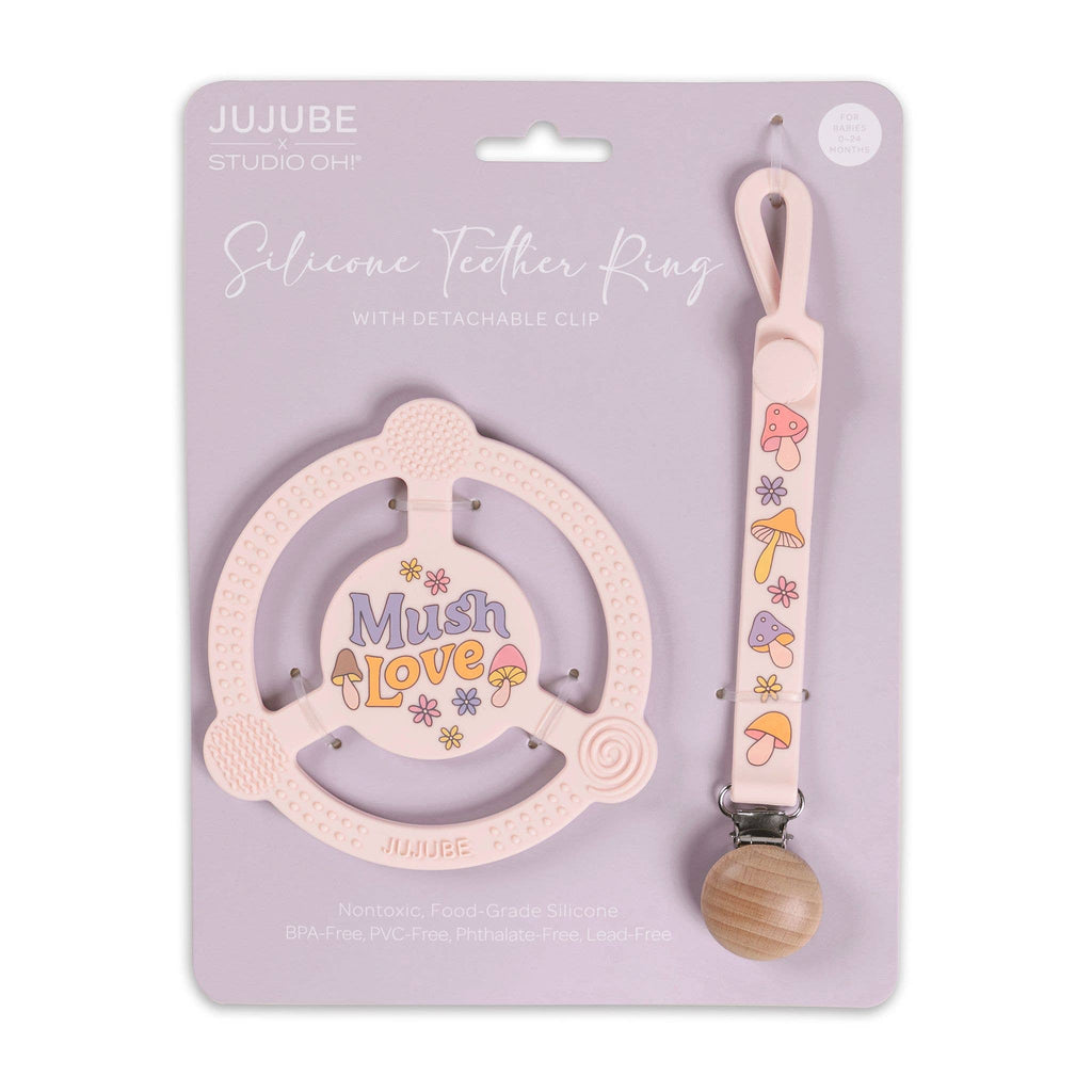 Silicone Teether Ring with Detachable Clip Mushy Love