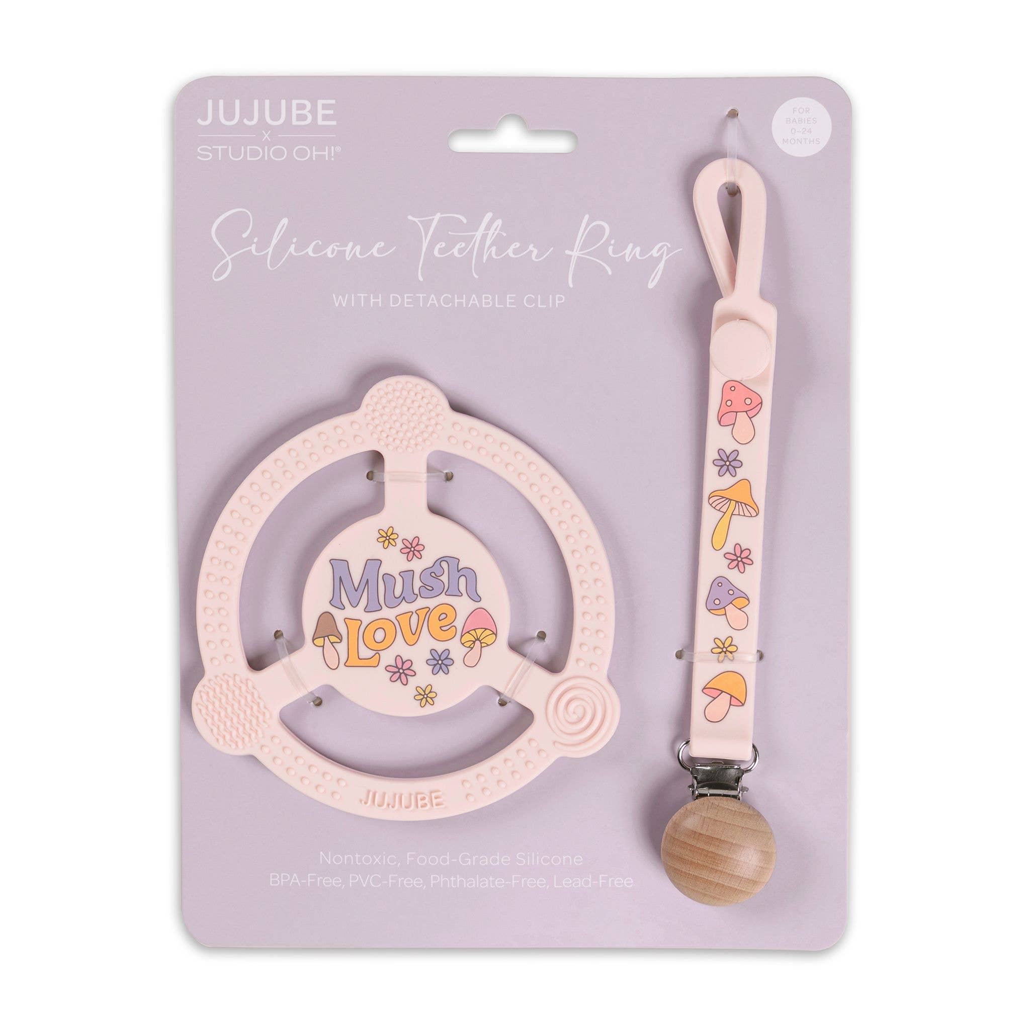 Silicone Teether Ring with Detachable Clip Mushy Love