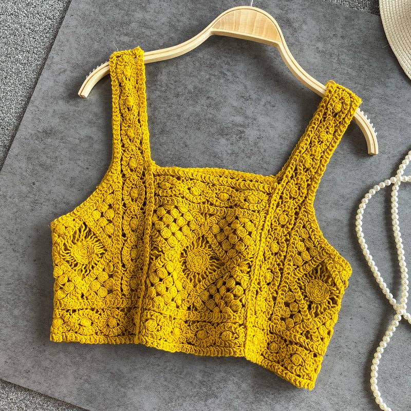 Crosa - Vintage Crochet Design Camisole - A Perfect Summer Top Tank