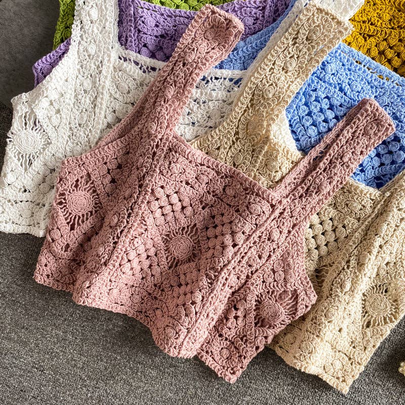 Crosa - Vintage Crochet Design Camisole - A Perfect Summer Top Tank