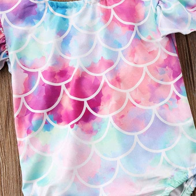Mermaid Print Toddler Girl One-Piece Swimsuit