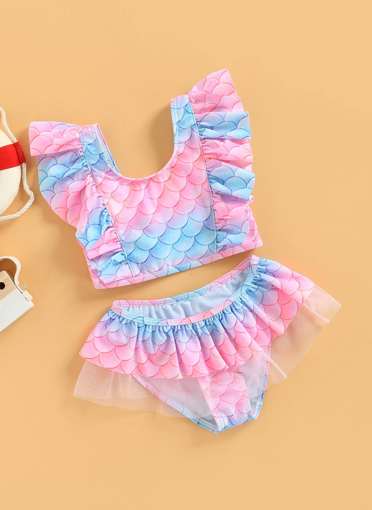 Blue-Pink Ice-Cream 2pcs Girl Swimsuit