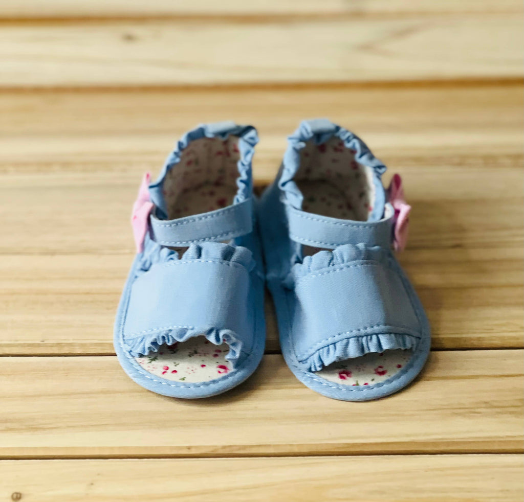 Baby Girls Chambray Ruffle Sandals