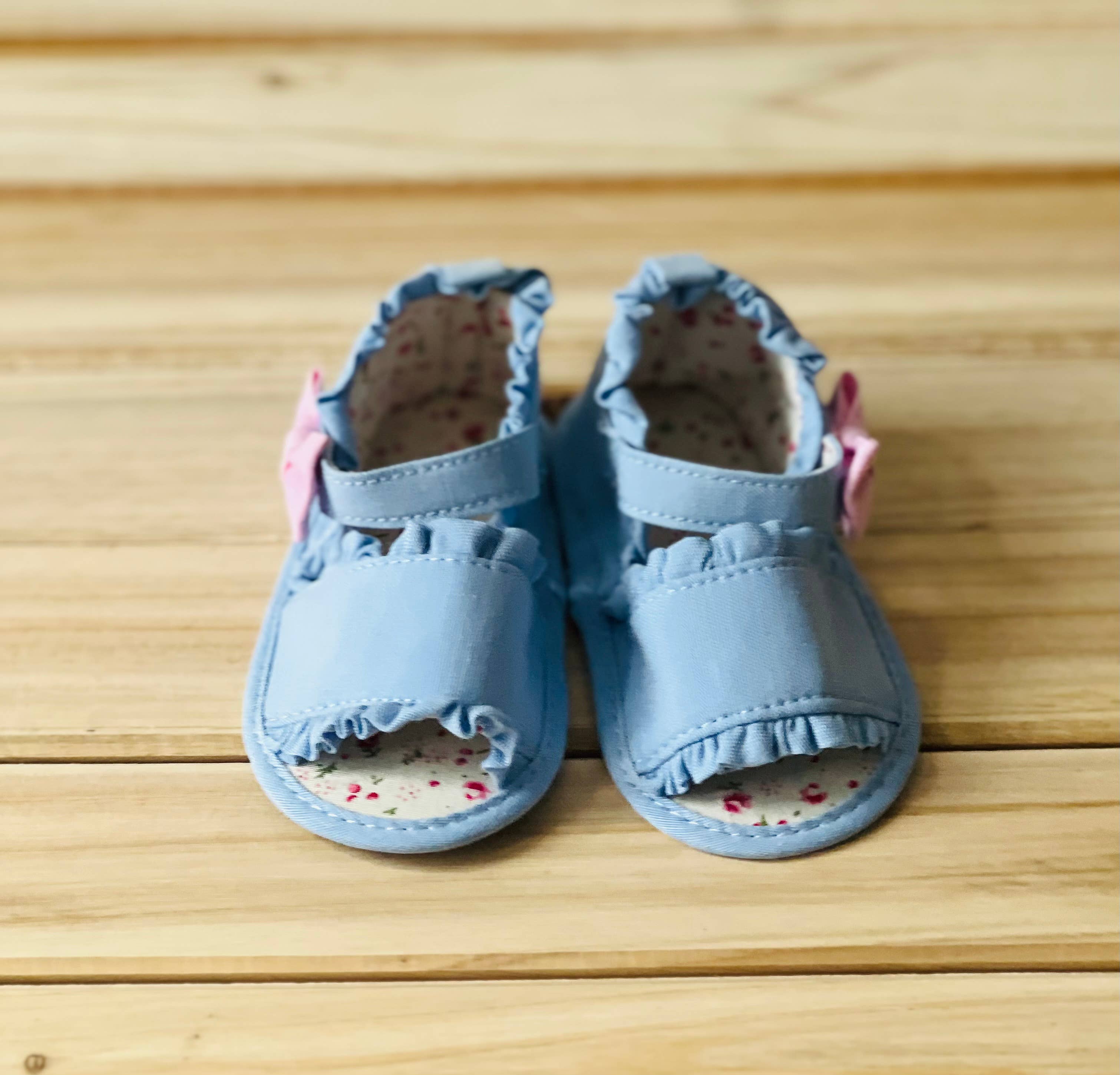 Baby Girls Chambray Ruffle Sandals