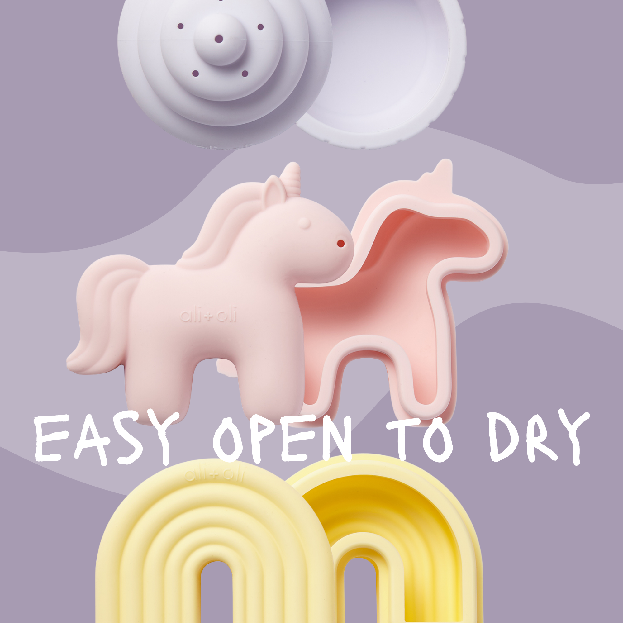 Ali+Oli Squirt Water Bath Toy Set (Unicorn Theme) Mold Free