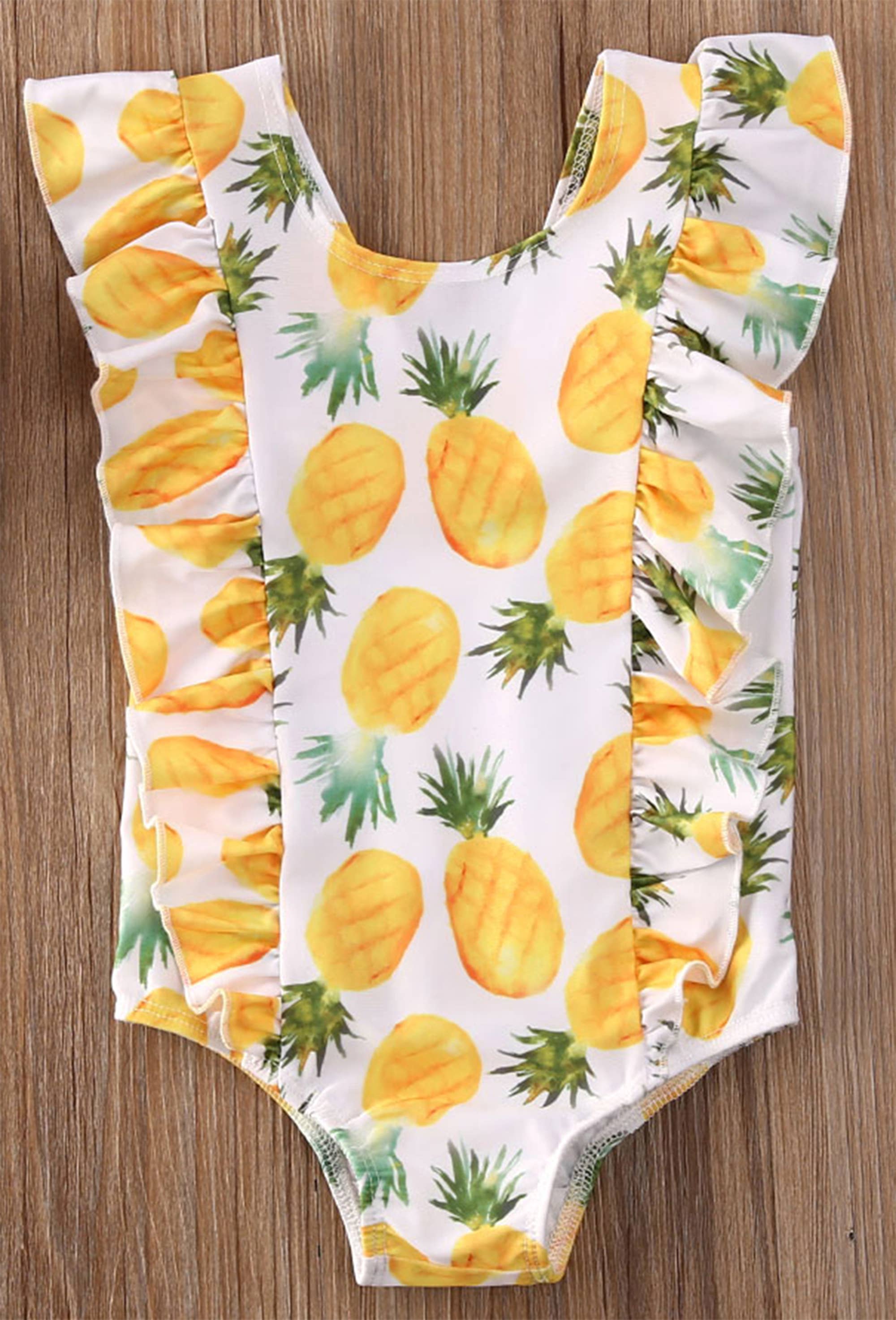 Yello Pineapple Ruffle 1-Piece Girl Swimsuit