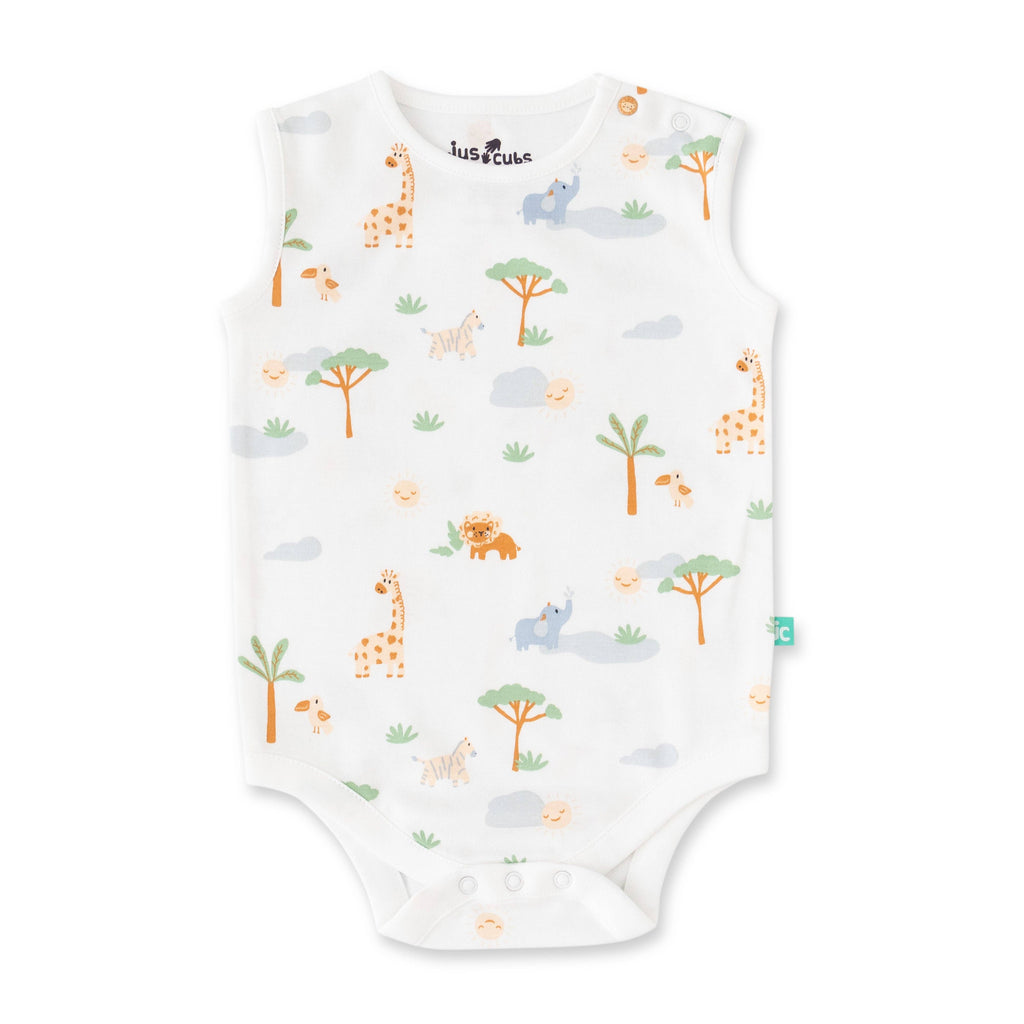 Organic Safari Baby Outfit Set – 3-Piece (Bodysuits & Shorts)