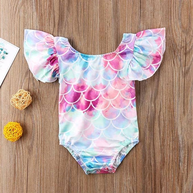 Mermaid Print Toddler Girl One-Piece Swimsuit