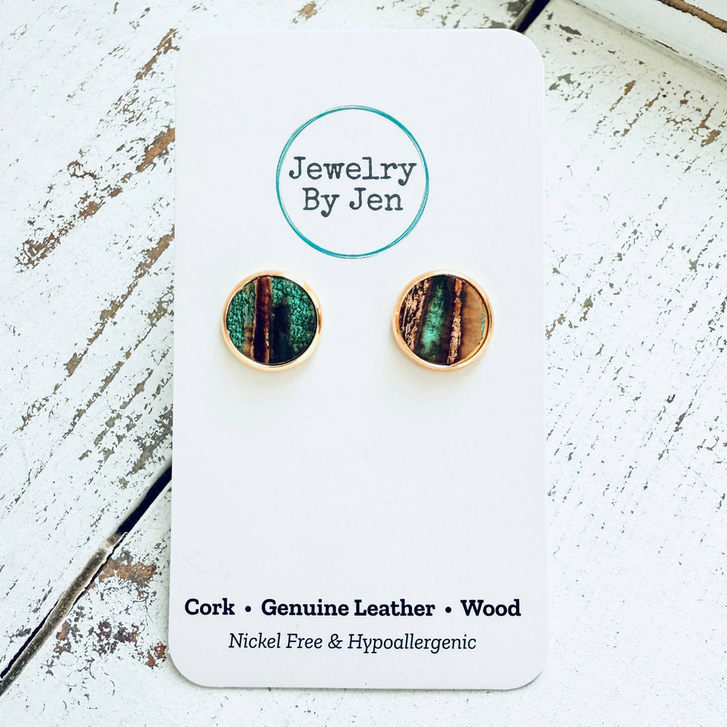 Stud Earrings: Aqua Bronze