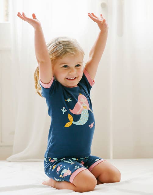 Mermaid Navy Short Sleeve Pajama Set