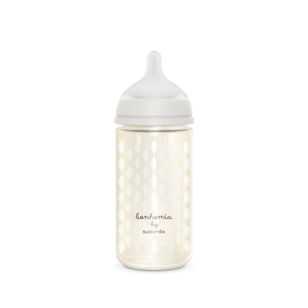 Suavinex Bonhomia SX PRO™ 8oz Glass Bottle, Med Flow -Beige