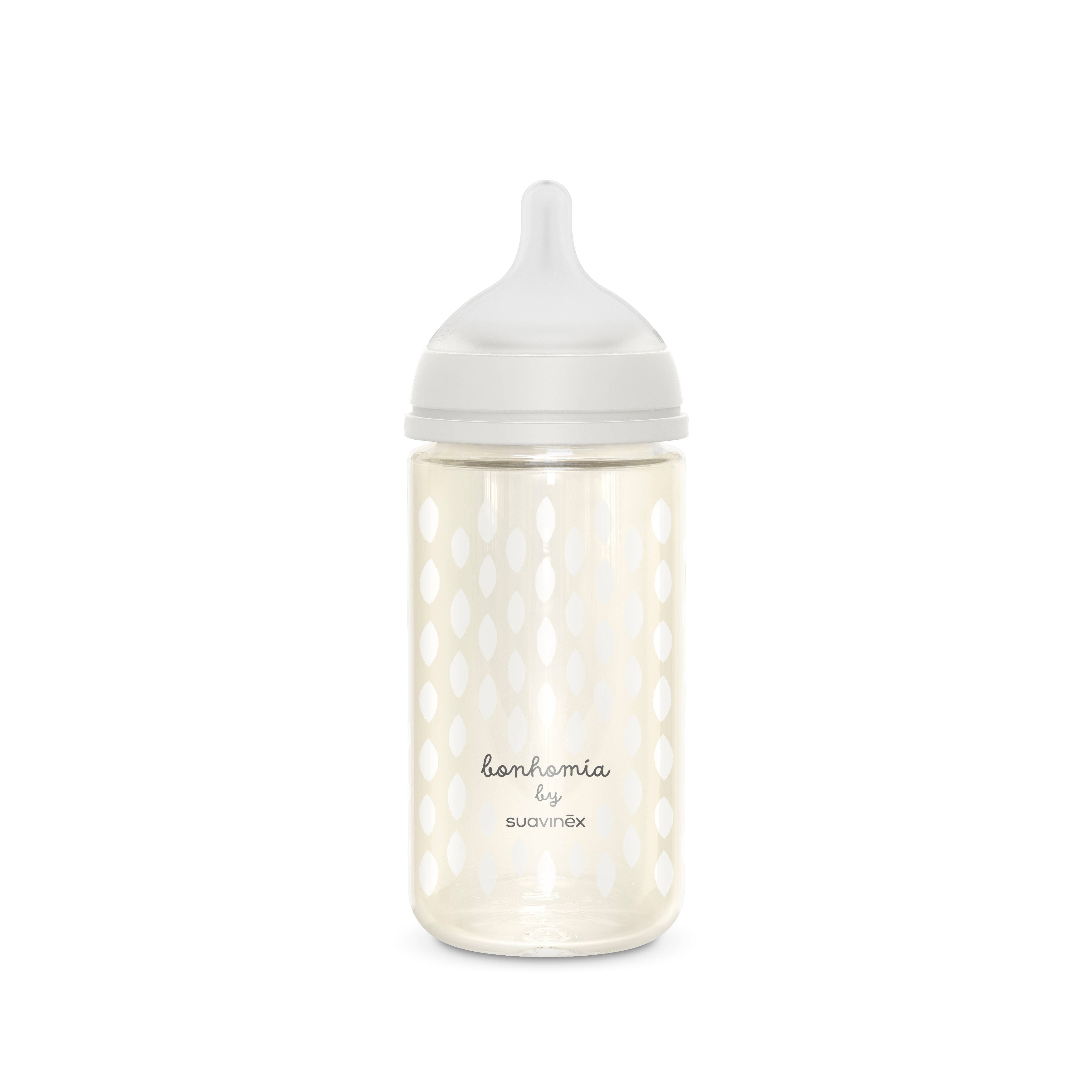 Suavinex Bonhomia SX PRO™ 8oz Glass Bottle, Med Flow -Beige