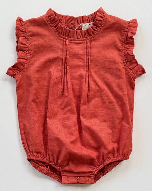 The Daphne-Coral- Organic Linen Blend Romper