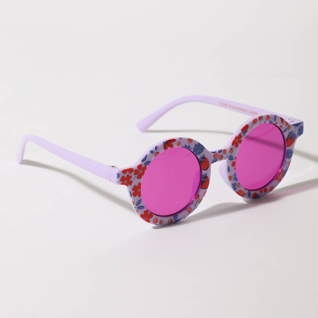 Girls Floral Round Frame Sunglasses