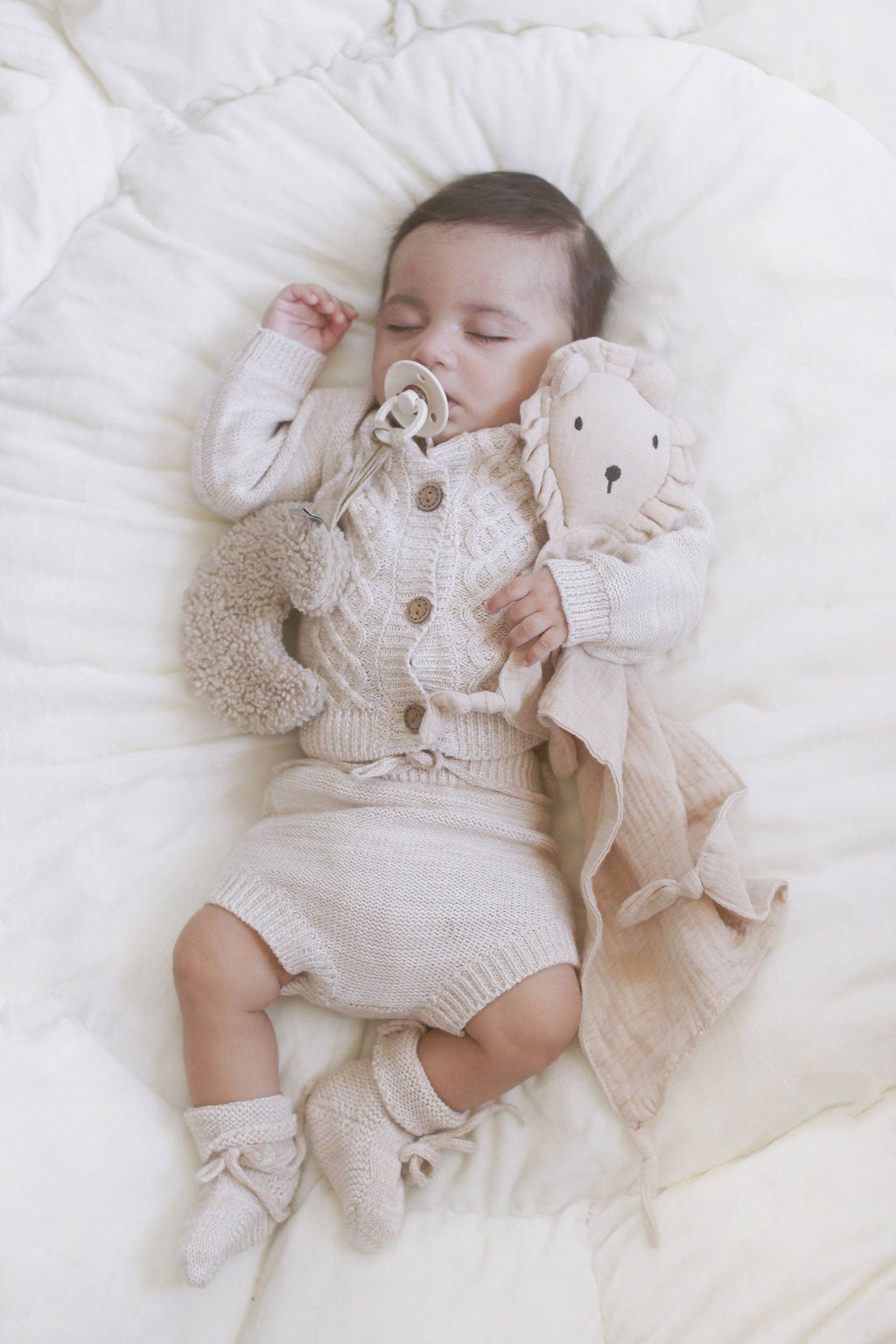 Cotton Knitted Cardigan bloomer booties | Matais 3pc Set