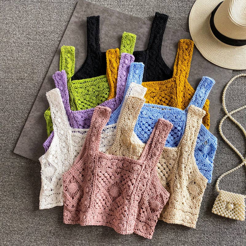 Crosa - Vintage Crochet Design Camisole - A Perfect Summer Top Tank
