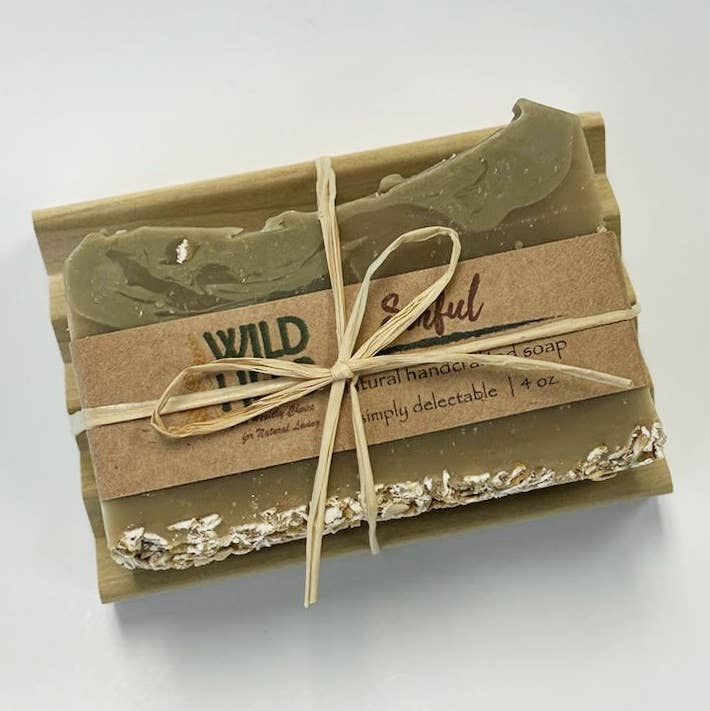 Natural Soap Bar + Wood Dish | Unique Gift Set