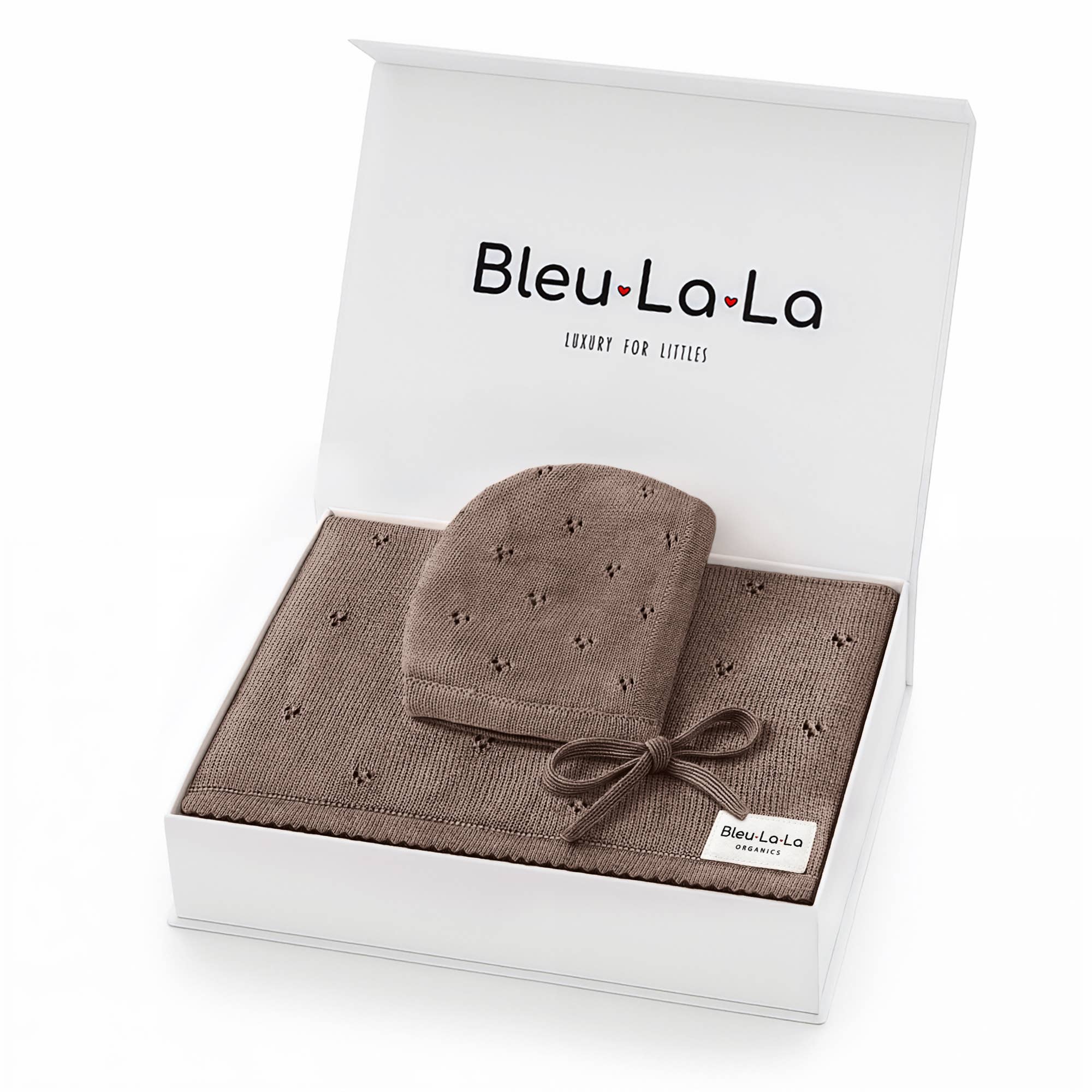100% Organic Cotton Luxury Organic Blanket + Hat Gift Set