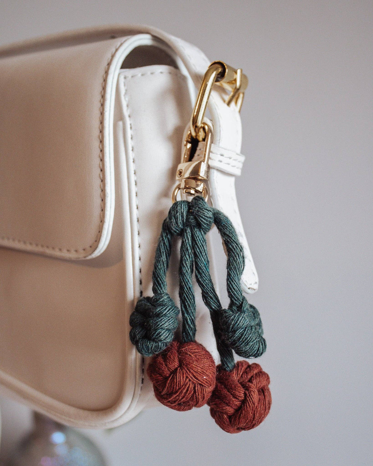 Macrame Cherry Keychain / Bag Charm