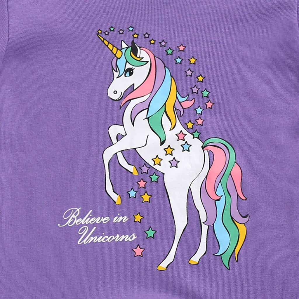 Purple Unicorn Short Sleeve Pajama Set