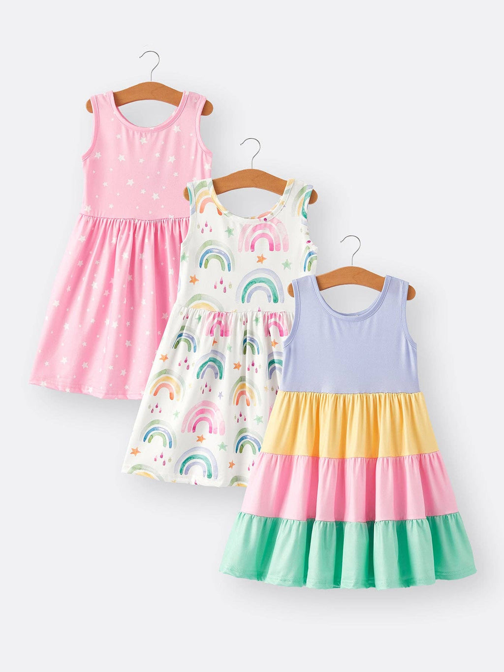 Rainbow Star Colorful 3-Piece Dress Set: 4-5Y