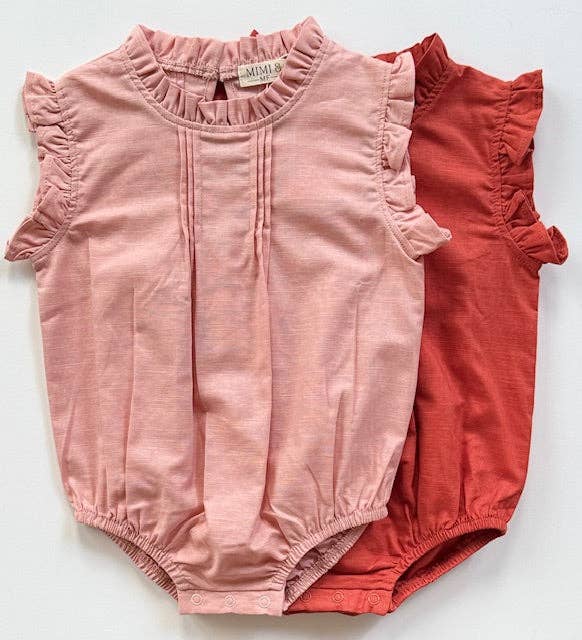 The Daphne-Coral- Organic Linen Blend Romper