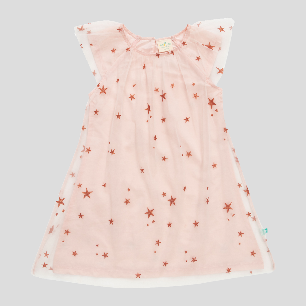 Starry Tulle Sleeveless Dress for Toddler - Peach