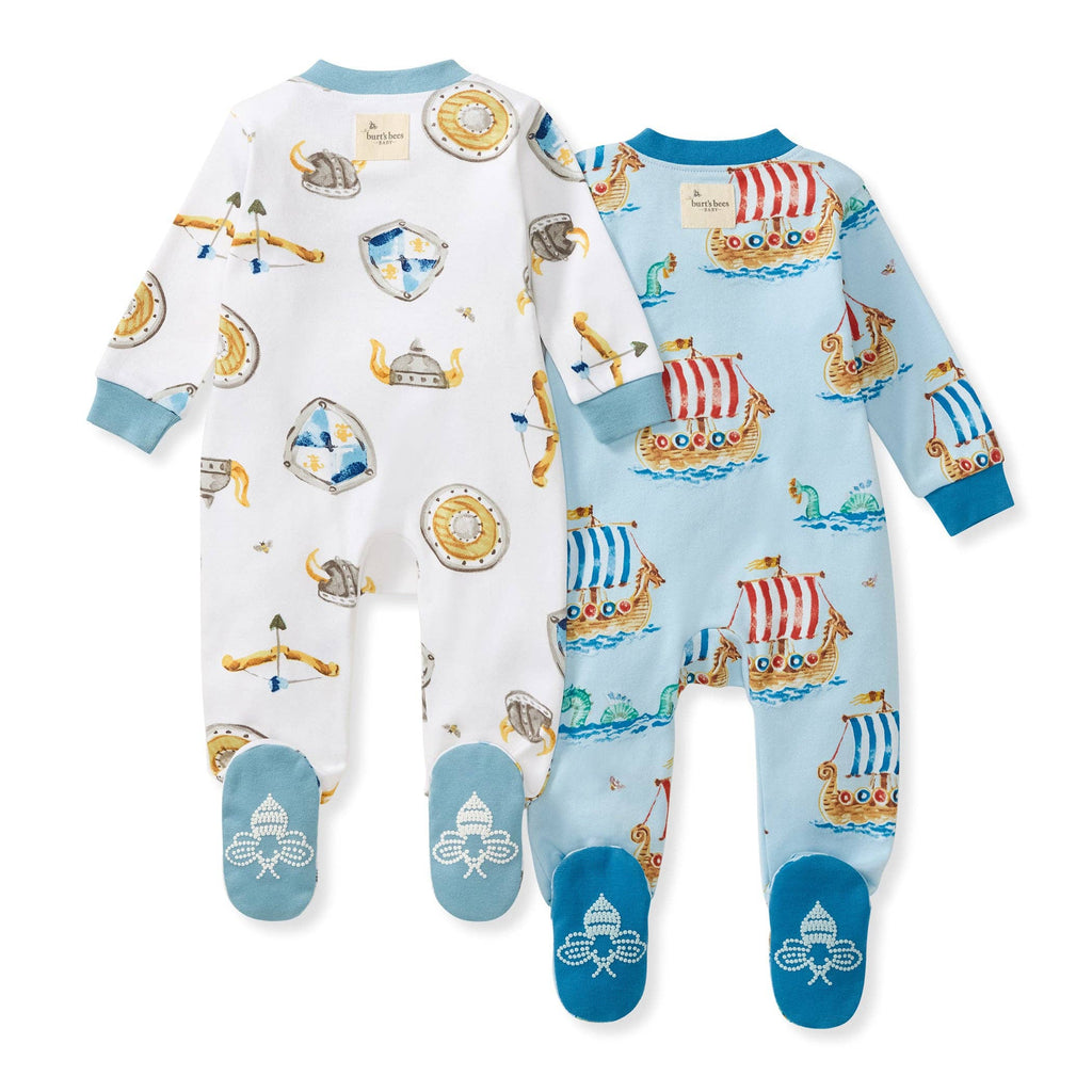 Nordic Hero & Viking Ships Organic Cotton Sleep & Play Footed