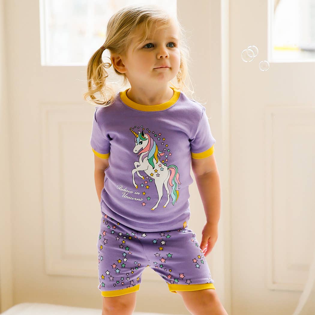 Purple Unicorn Short Sleeve Pajama Set