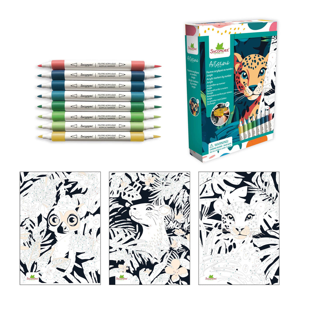 Artissimo -S Acrylic markers by numbers Jungle - 7y+