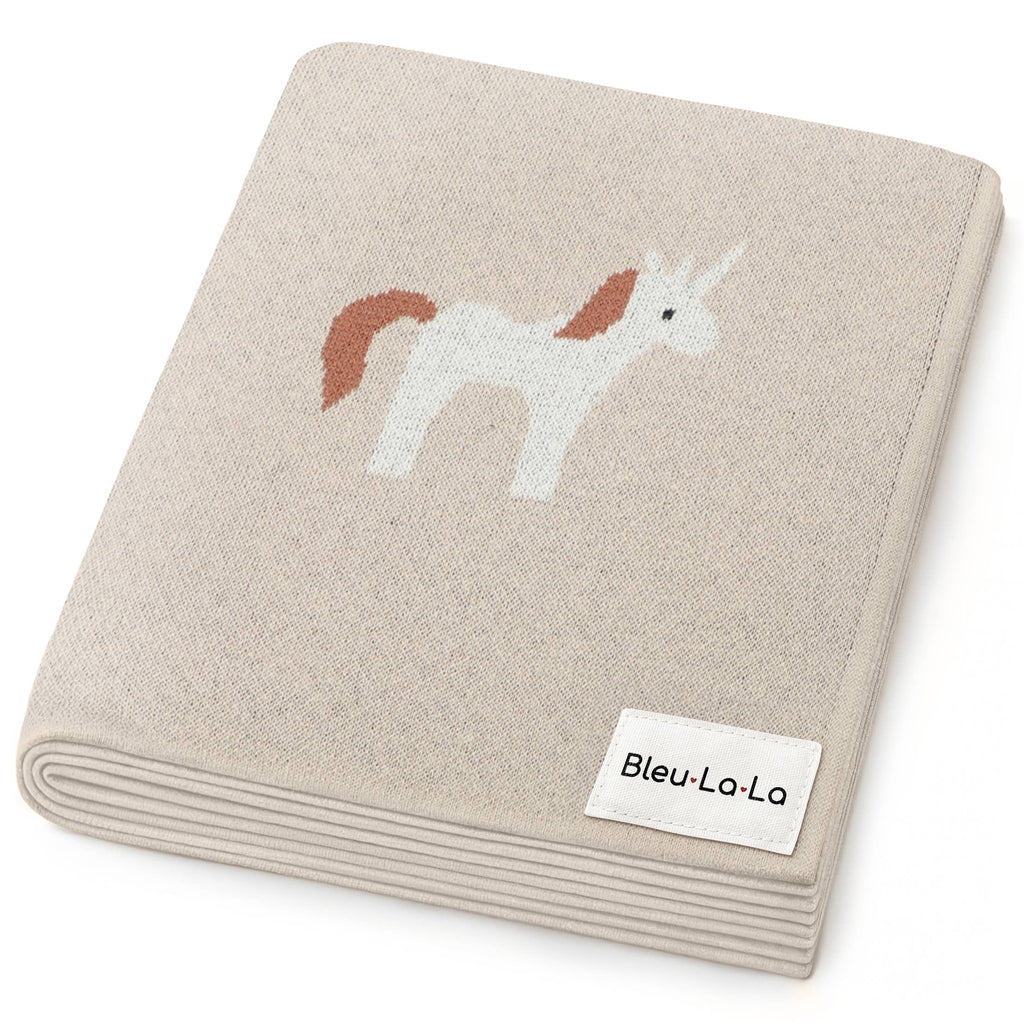100% Luxury Cotton Swaddle Receiving Baby Blanket - Unicorn