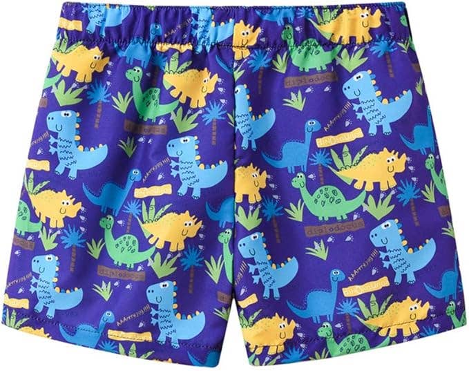 Blue Dinosaur Print Toddler Boy Swim Shorts