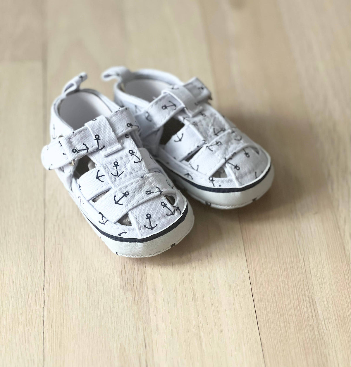 Baby Boys White Nautical Soft-Sole Sandals