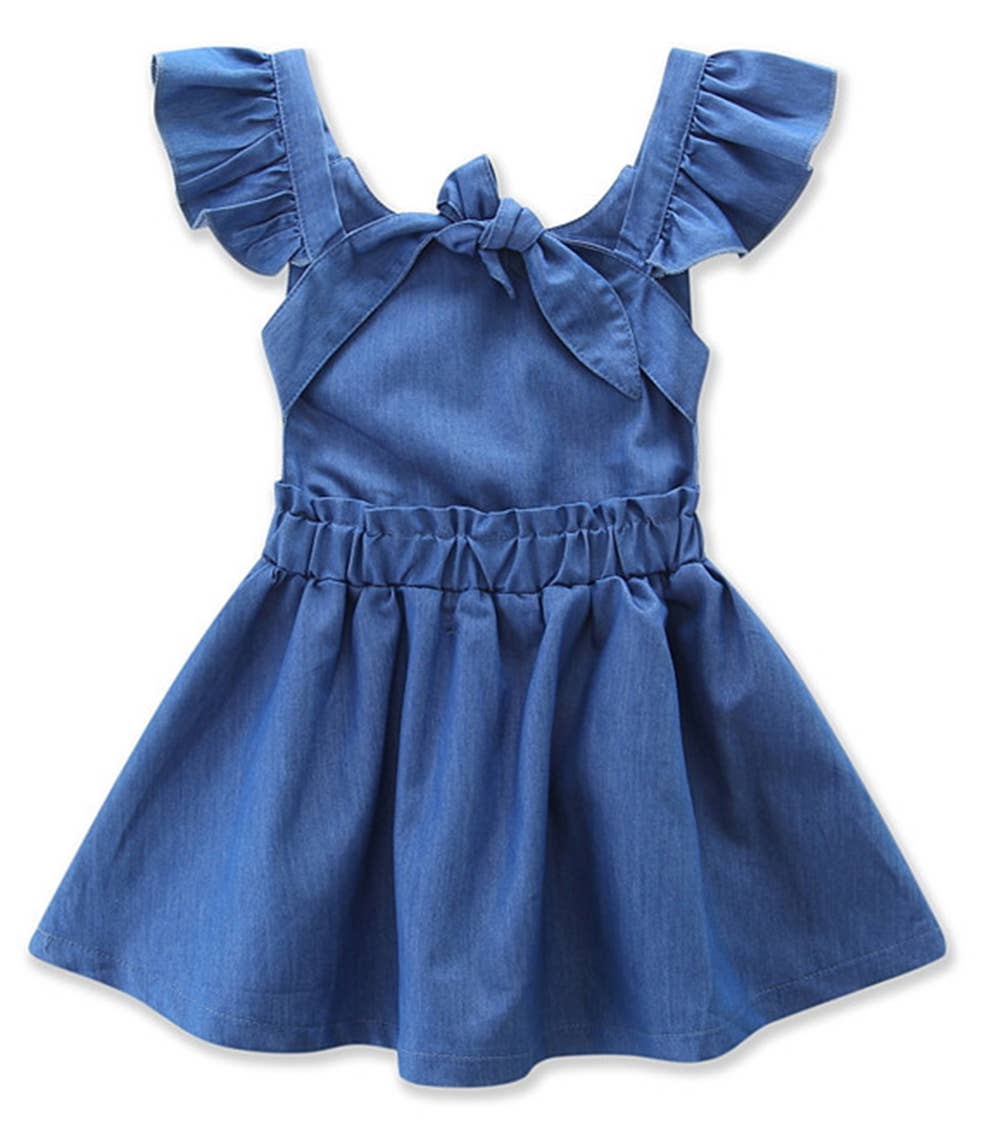 Blue Backless Baby Girl Dress