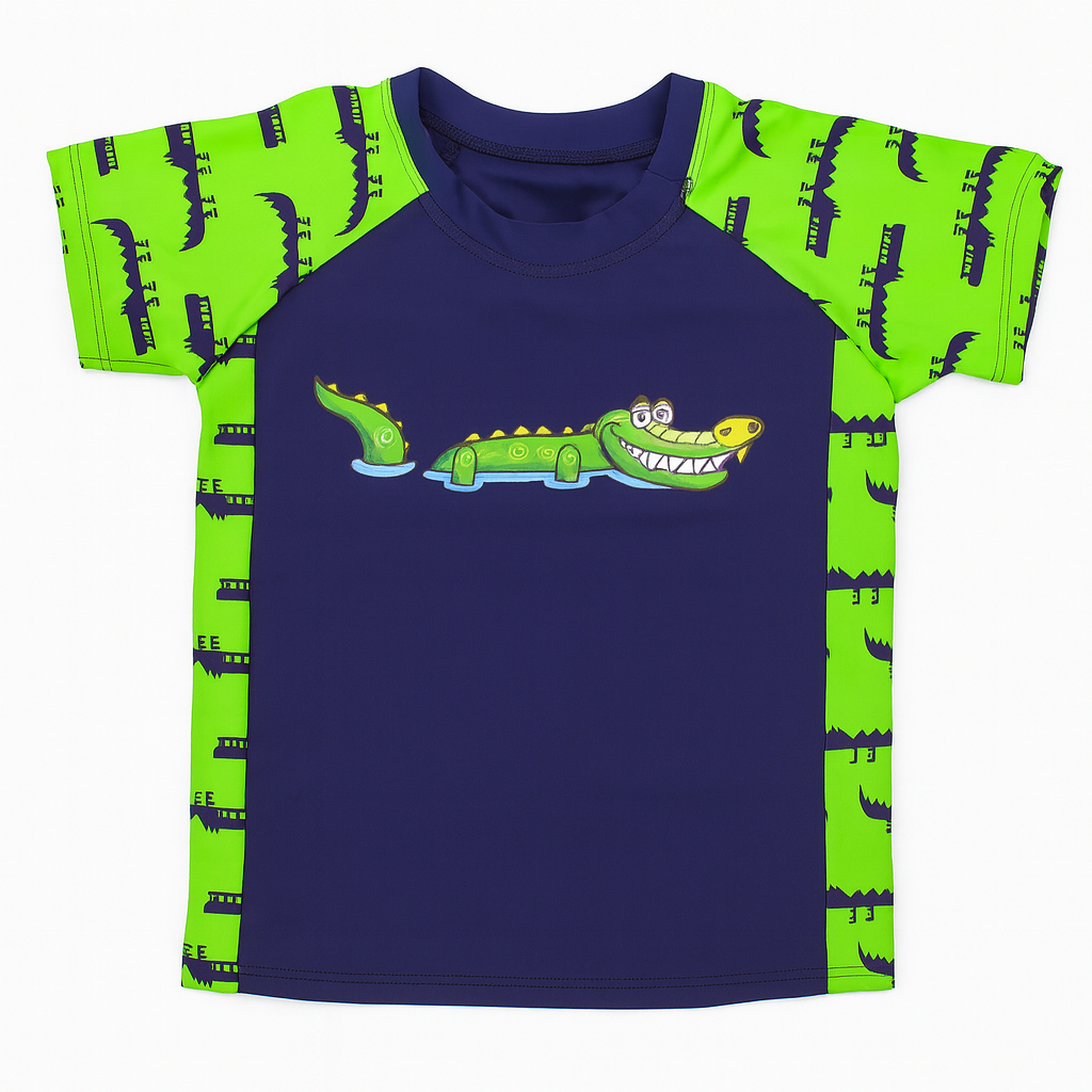 Navy-Green Crocodile 3-Piece Boy Swimwear Set