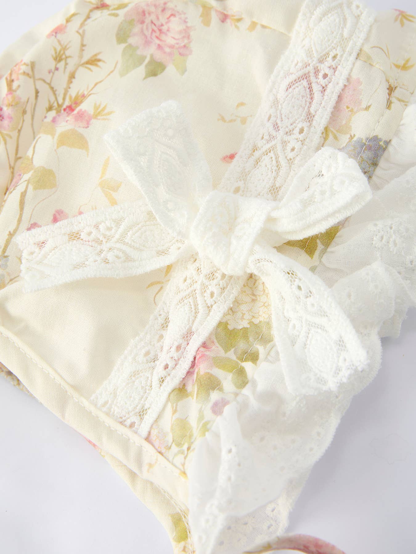 Floral Baby Girl Romper With Bow Ruffle And Hat