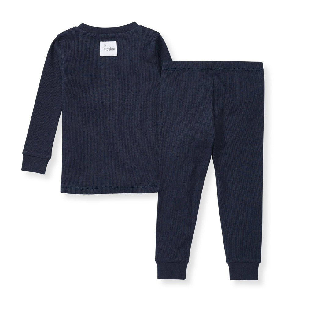 Solid Rib Organic Cotton Two-Piece Pajamas - Midnight