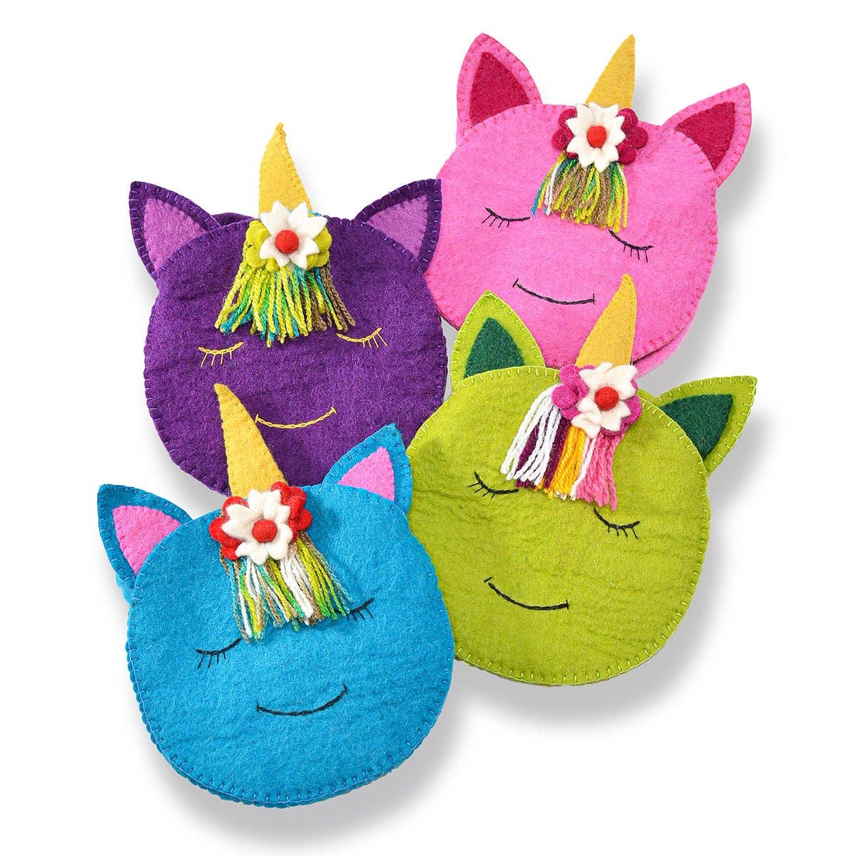 Felted Round Face Unicorn Shape Cross-body Bag