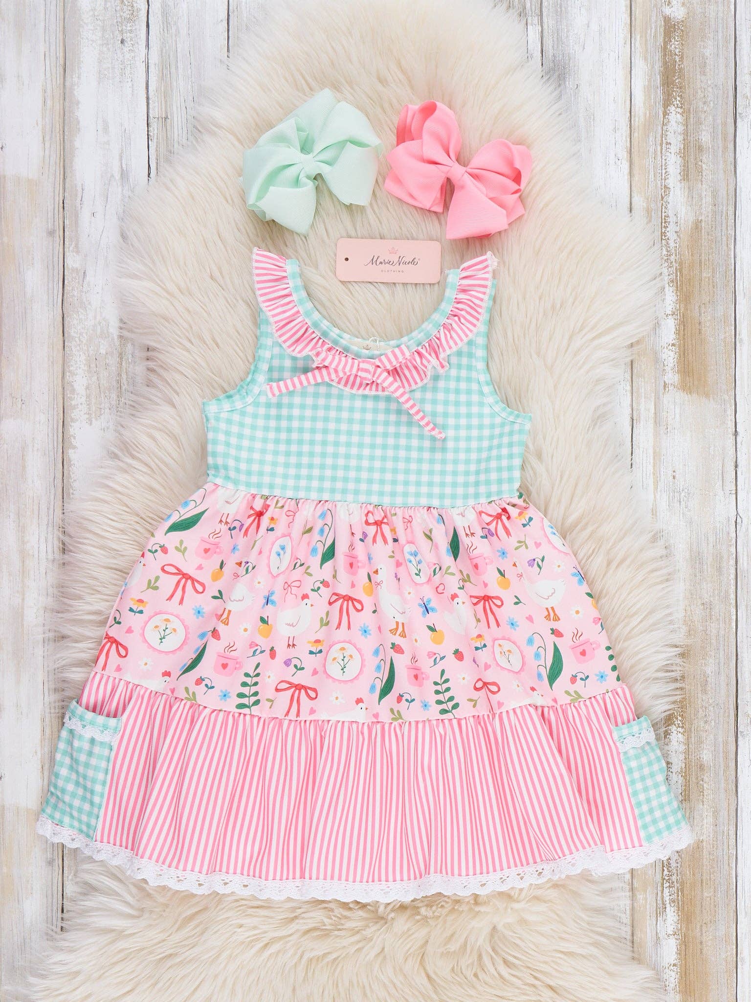 Farmyard Bow Ruffle Dress