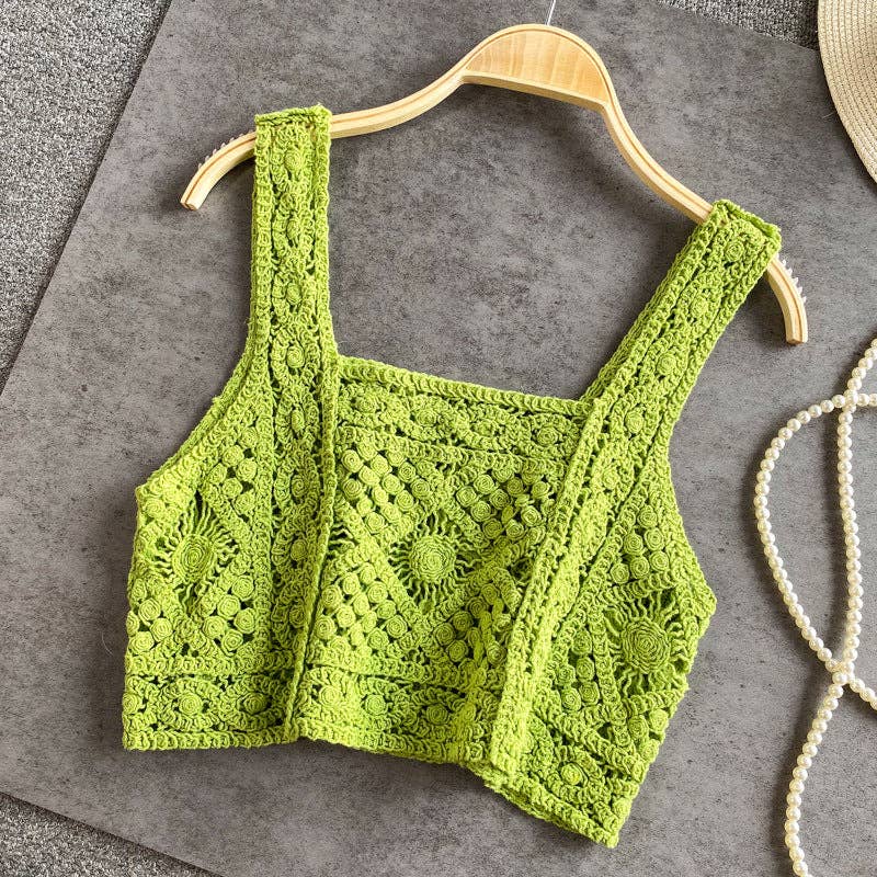 Crosa - Vintage Crochet Design Camisole - A Perfect Summer Top Tank