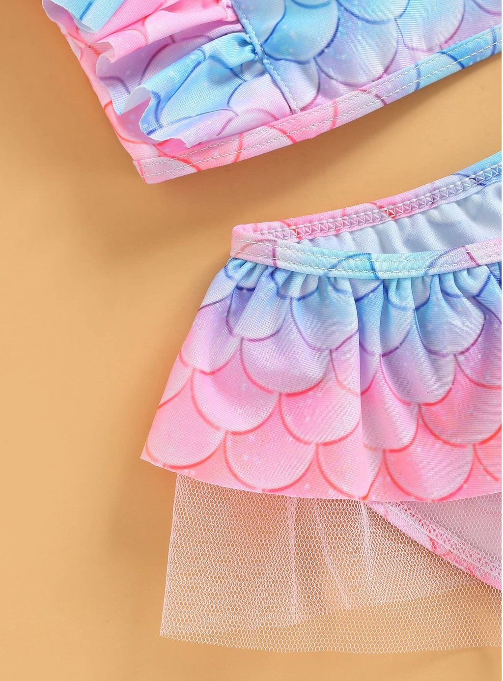 Blue-Pink Ice-Cream 2pcs Girl Swimsuit