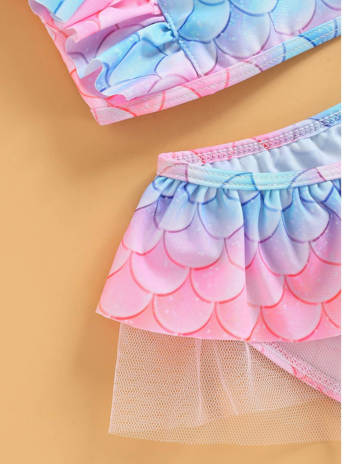 Blue-Pink Ice-Cream 2pcs Girl Swimsuit