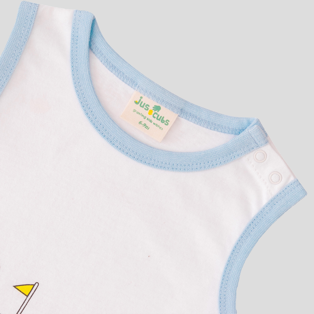 Sleeveless Striped & Printed Romper for Baby Boys