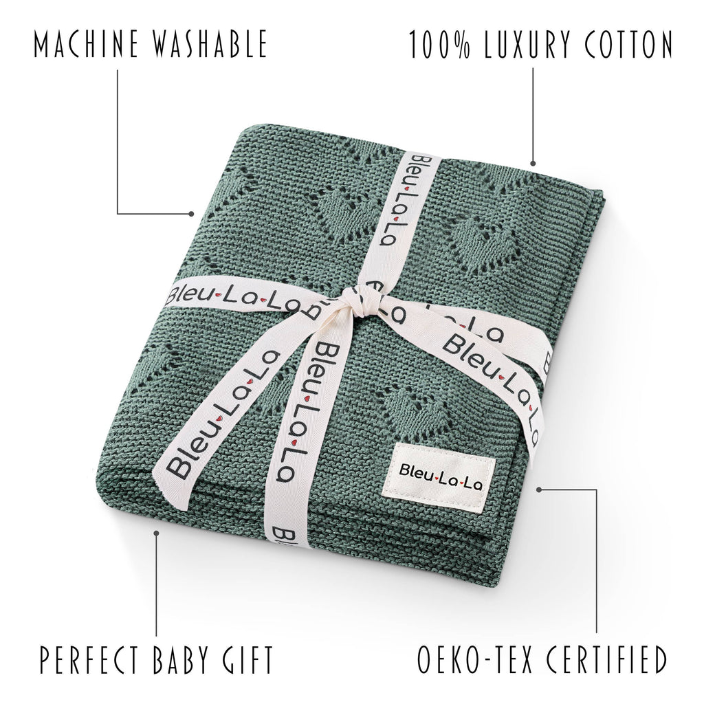 100% Luxury Cotton Receiving Swaddle Baby Blanket - Heart